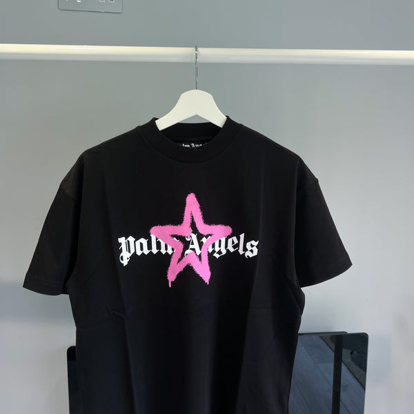 Palm Angels Star Sprayed T-shirt In Black