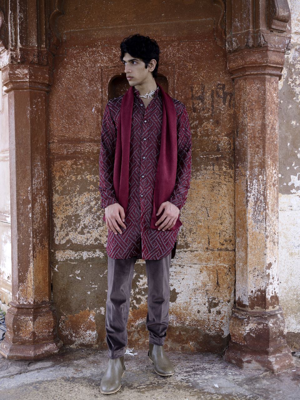 DELIVERY IN 25 DAYS) CHAMPANGNE COLOUR INDO-WESTERN DRESS EMBELLISHED –  Kothari Sons