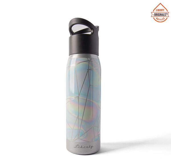 Liberty 24 oz. Gallop Flat White Reusable Single Wall Aluminum Water Bottle with Threaded Lid