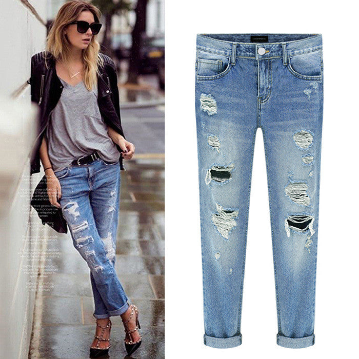 loose jeans with holes