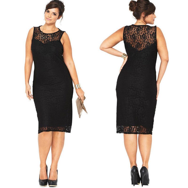 black lace knee length dress