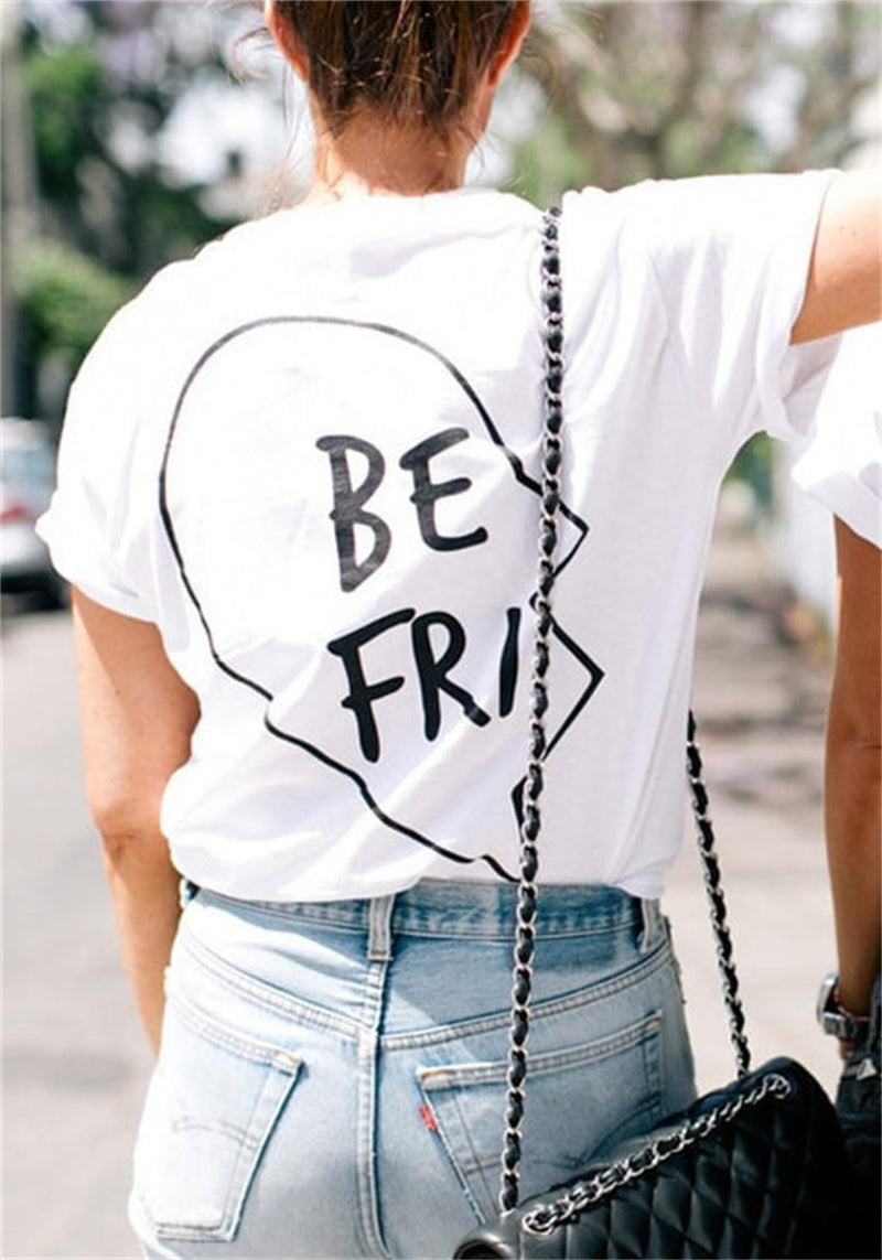 Best Friend Big Letter Print Scoop Top Tee - Oh Yours Fashion - 3
