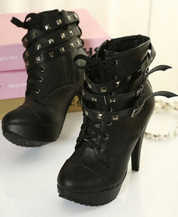 heeled moto boots