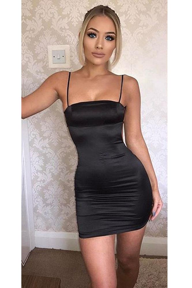 spaghetti strap black dress