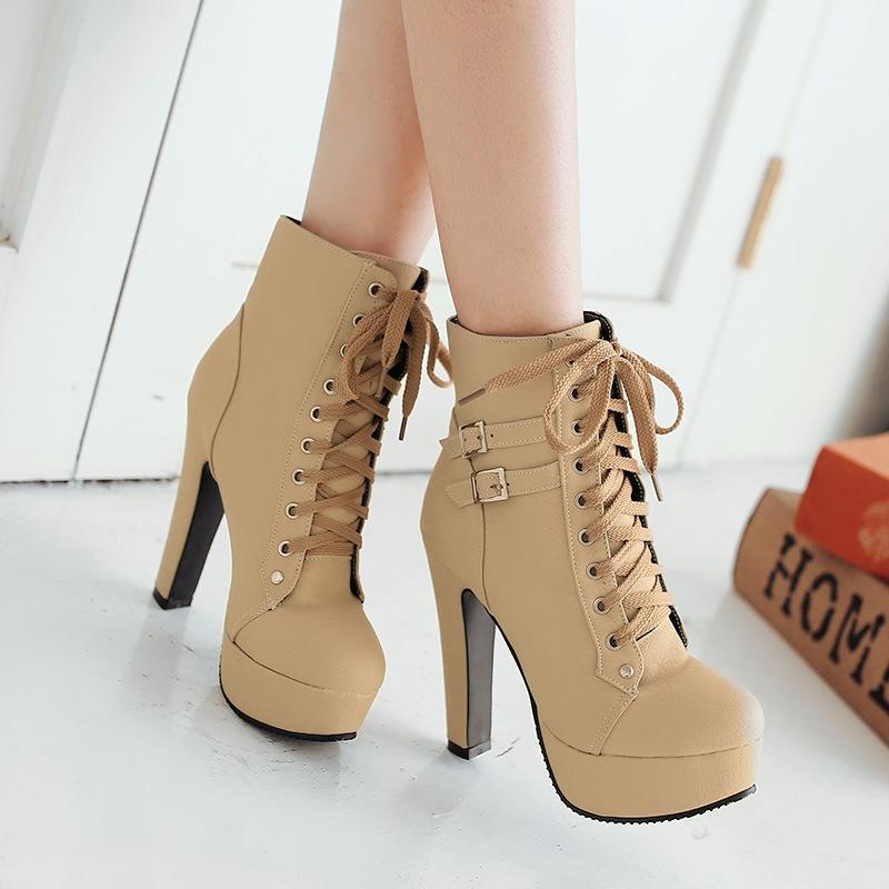 lace up round toe heels