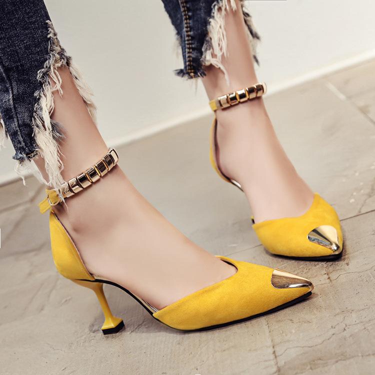 Pointed Toe Low Cut Ankle Wrap Stiletto 