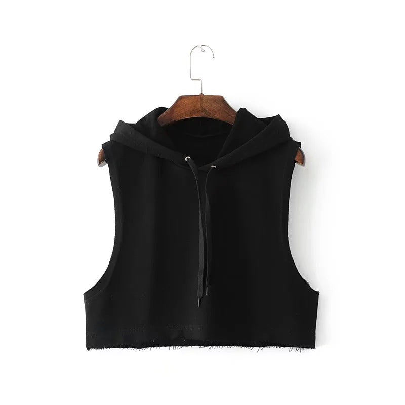 sleeveless hooded crop top