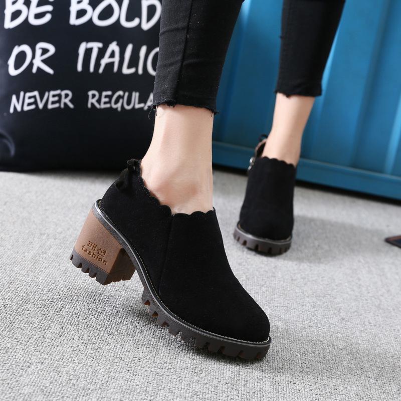 Round Toe Low Cut Zipper Middle Block 