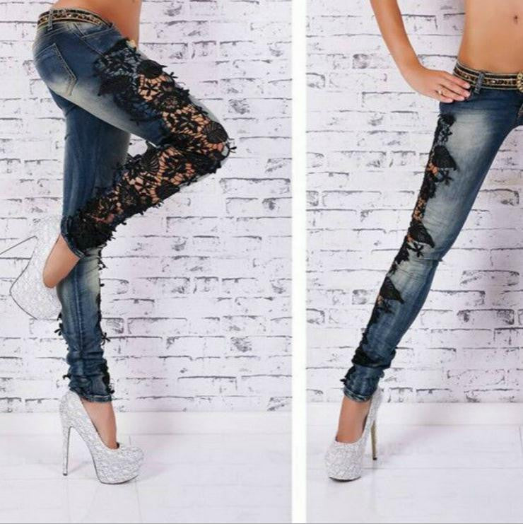 plus size lace jeans