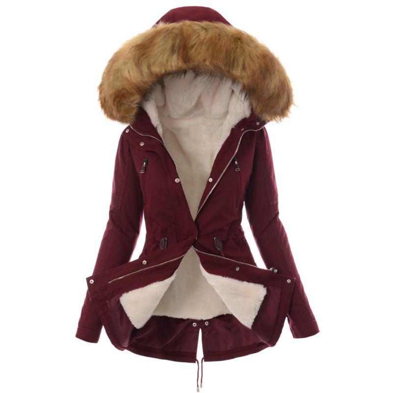 slim faux fur zipper hooded jacket