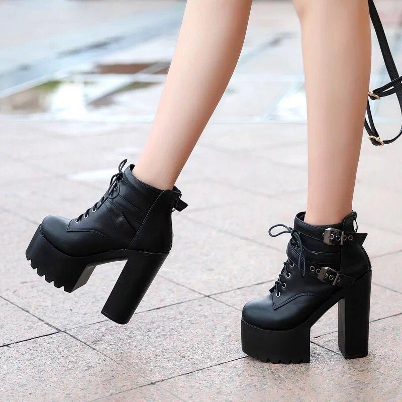 strap up chunky heels