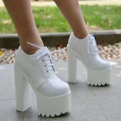 white chunky heel ankle boots