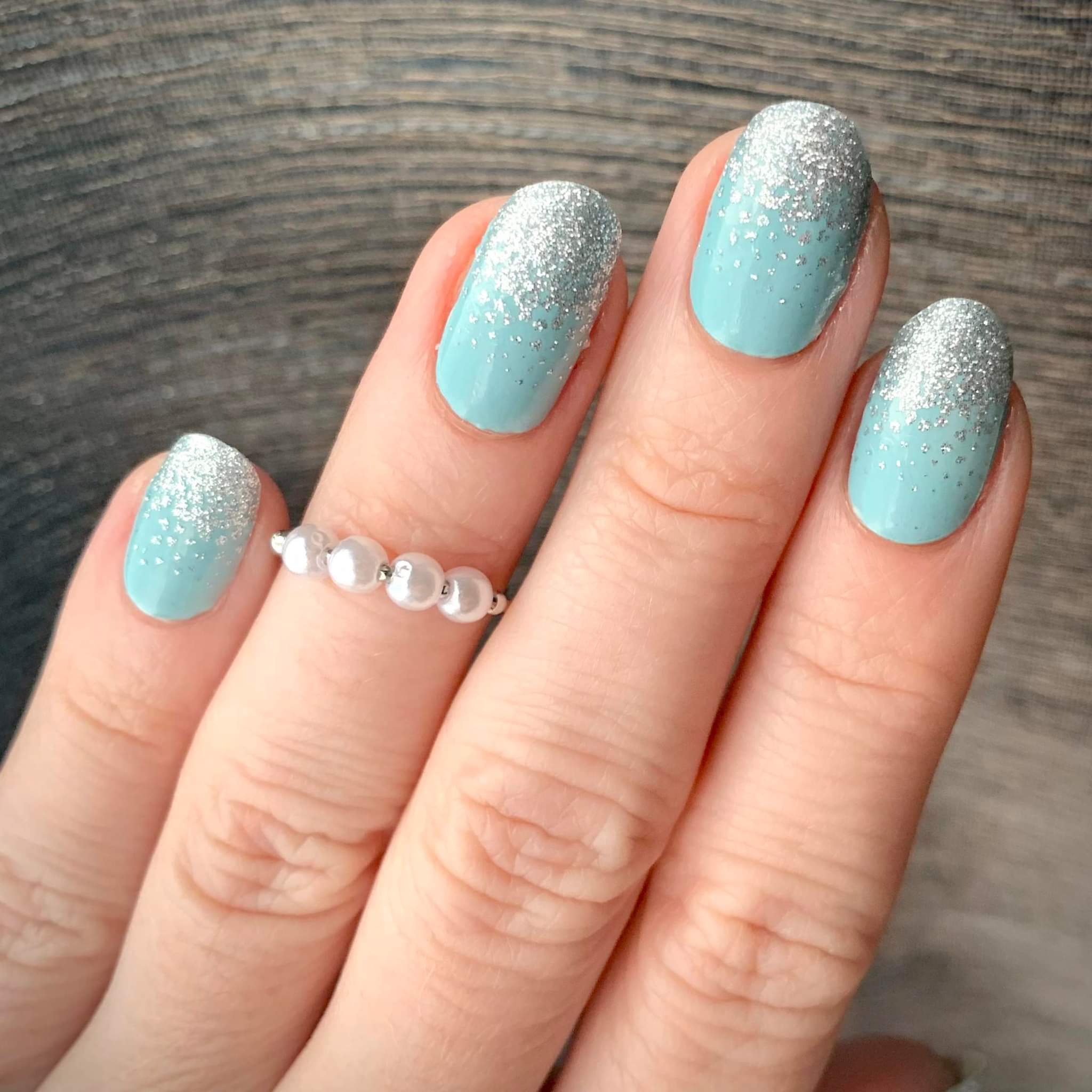 silver glitter nails