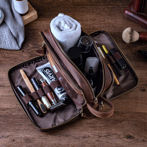 leather dopp kit for traveling