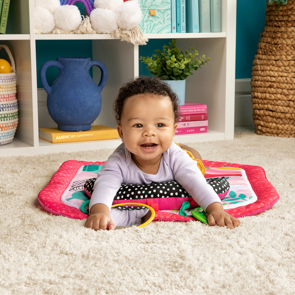 Bright Starts Around We Go 2-in-1 Walk-Around Baby Activity Center & Table,  Tropic Coral, Ages 6 Months+