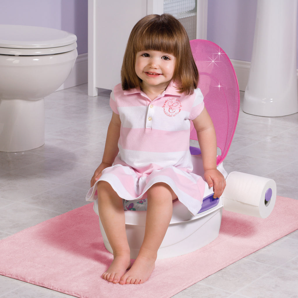 Summer Infant My Size Potty with Storage, Princess Pink - Realistic Potty Training Toilet - Features Interactive Toilet Handle, Removeable Pot, Wipe