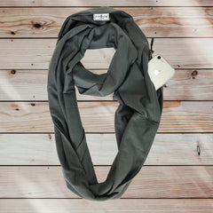 infinity travel scarves grey with hidden zip pocket the pack wolf company loop scarf