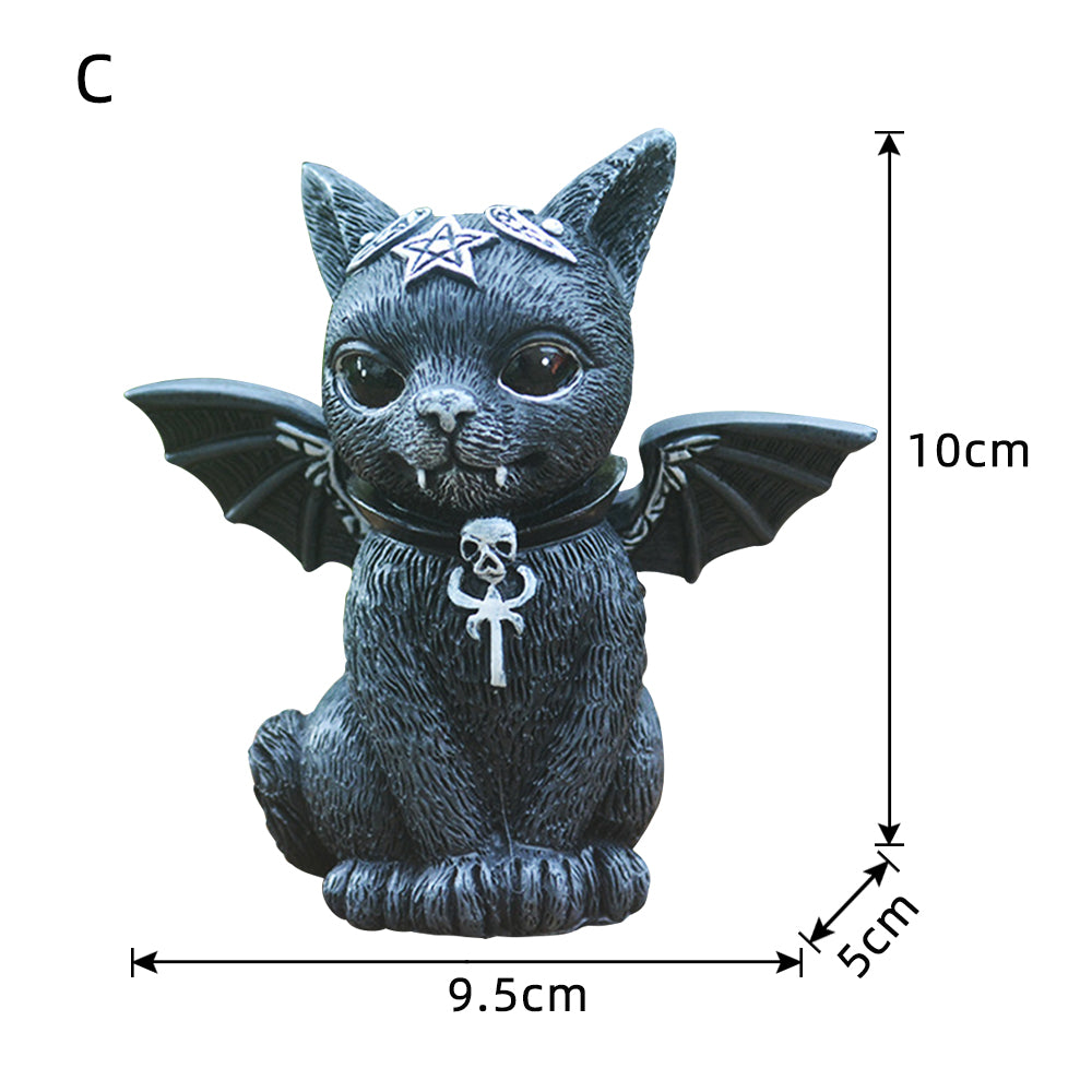 Grande Figurine chat MALPUSS de 24 cm avec des ailes de chauve-souris