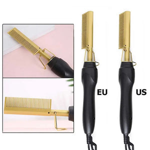 2 in 1 Hair Straightener Curler Wet Dry Electric Hot Heating Comb Hair Flat Iron Straightening Styling Tool Home Appliances - Remote Practice Managers