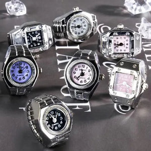 27 styles Finger Ring Clock Vintage Elastic Stretchy Quartz Watch Rings for Women Men Punk Couple Watches Ring Fashion Jewelry - Remote Practice Managers