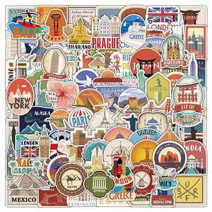 10/30/50/100PCS World Famous Building Stickers Aesthetic Travel Landmark Decal Graffiti DIY Phone Suitcase Luggage Wall Sticker - Remote Practice Managers