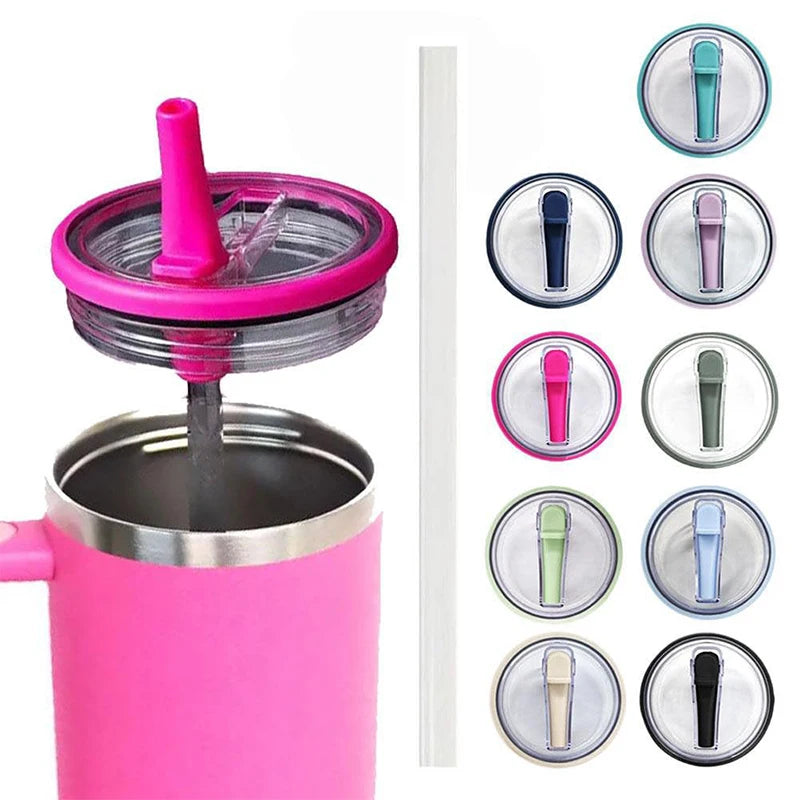 40 Oz Tumbler Flip Straw Lid Replacement Fit For Stanley Quencher, Spill Proof Splash Resistant Tumbler Lids,Reusable Straw Cap