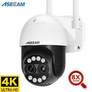8MP Dual Lens 2.8mm -12mm 8X Zoom 4K PTZ WiFi IP Camera Outdoor AI Human Tracking CCTV Audio Home Security Surveillance Camera - Remote Practice Managers