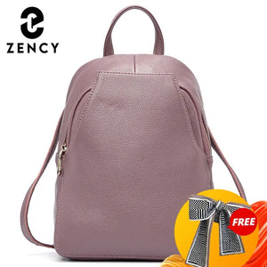 Zency Women's Genuine Leather Backpacks Ladies Fashion Travel Bags Femal Daily Holiday Knapsack Preppy Style Girl's Schoolbag - Remote Practice Managers