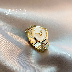 2023 Unique Imitation Watch Design with Gold Color Open Ring, Gothic Girls' Fashion Jewelry For Women Party Luxury Accessories - Remote Practice Managers