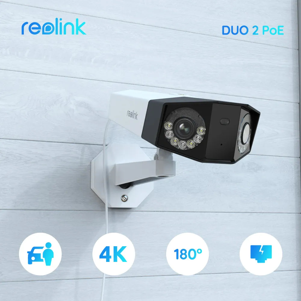 Reolink Duo 2 Series Dual Lens 4K PoE Security Camera 6MP WiFi Outdoor IP Cam 2K+ 4G LTE Battery Home Video Surveillance Cameras
