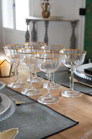 Set 6 copas vino cristal italiano, diseño: “Flor y Espigas
