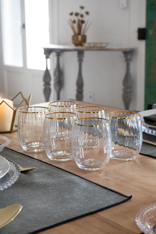 Set De 6 Vasos De Cristal Con Filo Dorado - Cristina Oria