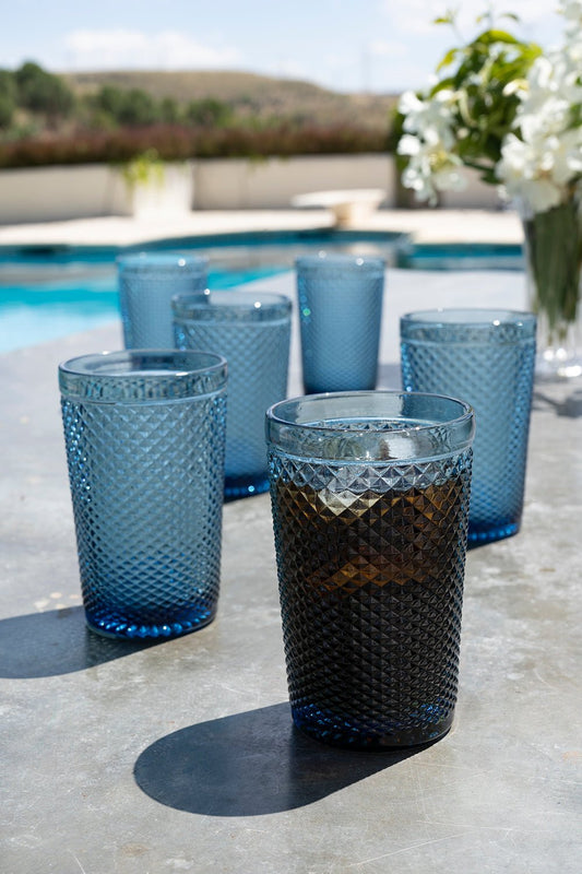 Set 6 Vasos Cristal Altos Azul Oscuro Picos - Cristina Oria