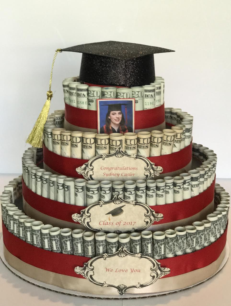 multi layer money cake for graduation party