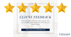 client feedback graphic, five star review