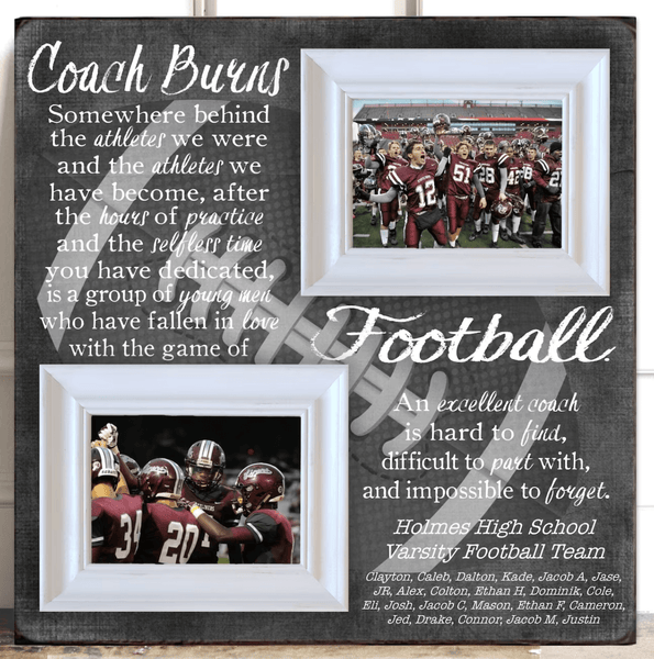 Coach Gift Idea: Personalized Frame From Etsy. Perfect for highschool football and even flag football coaches!