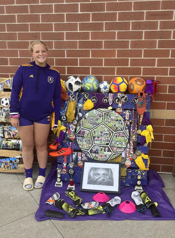 Senior Soccer Player With Her Senior Night Set Up