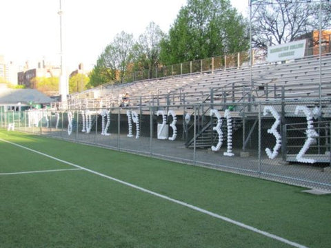 Senior Night Fence Decor With Cups, Curated By collageandwood.com Photo source: Pinterest