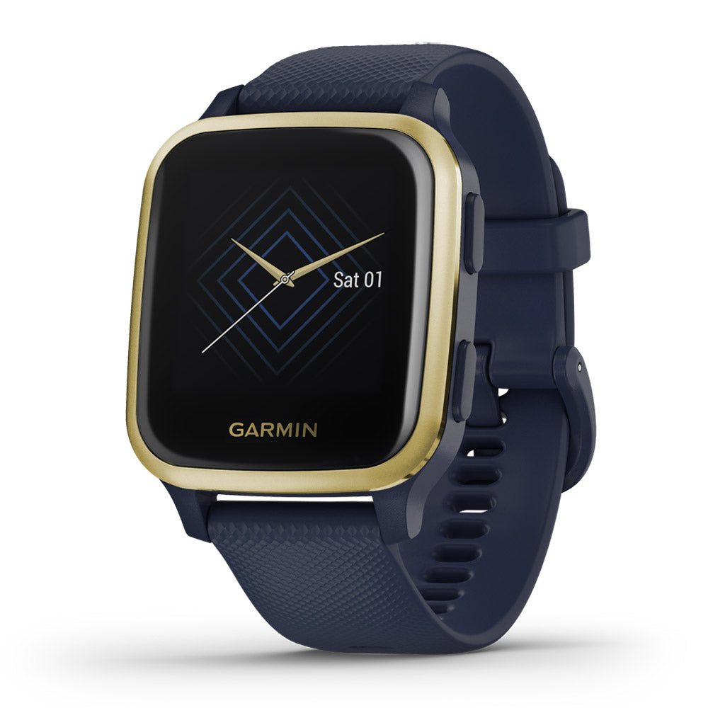 Garmin Venu Sq Music - Light Gold Aluminium Bezel/Navy Smart Watch