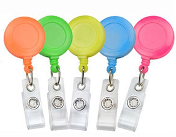 Round Retractable Badge Reel with Clear Vinyl Strap, Swivel Spring  Clip(34Cord)