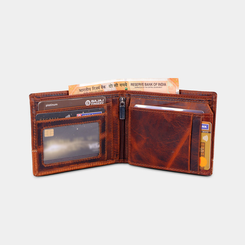 Bi-fold Dark Brown Buffalo Leather Wallet