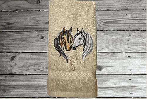 Running Horses Gold Embroidered Hand Towel