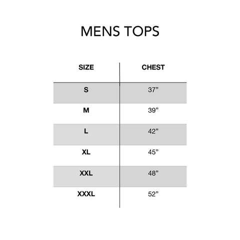 Men's Size Chart – Wild South Apparel