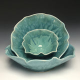 Teal Lotus Serving Bowls