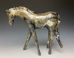 Pewter and Gold Marble Horse