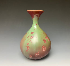 Ruby & Green Crystalline Glazed Curvy Vase