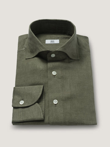 Bestseller Olive Green Linen Shirt