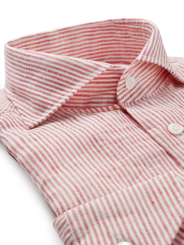 Red Striped Irish Linen Shirt