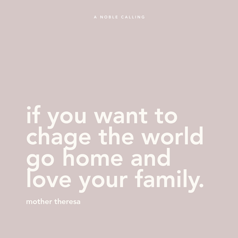 Quote, "if you want to change the world go home and love your family" from Mother Theresa