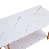 Coffee Table 2 Layers 1.5cm Thick Marble MDF Rectangle 39.37" L Tabletop Iron Coffee Table , Dining Room, Coffee Shop, Resterant | NACHES